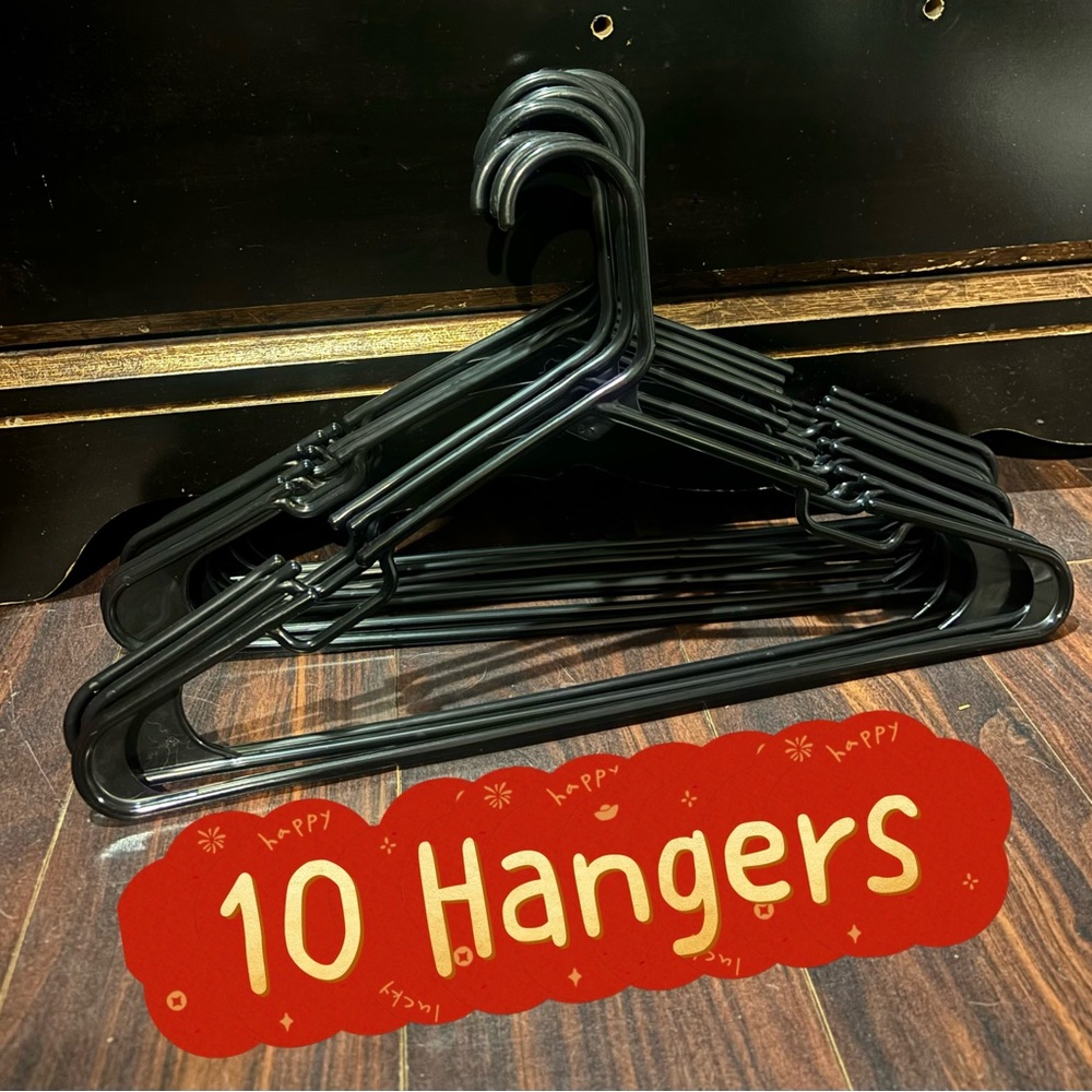 Black Plastic Hangers - Set of 10